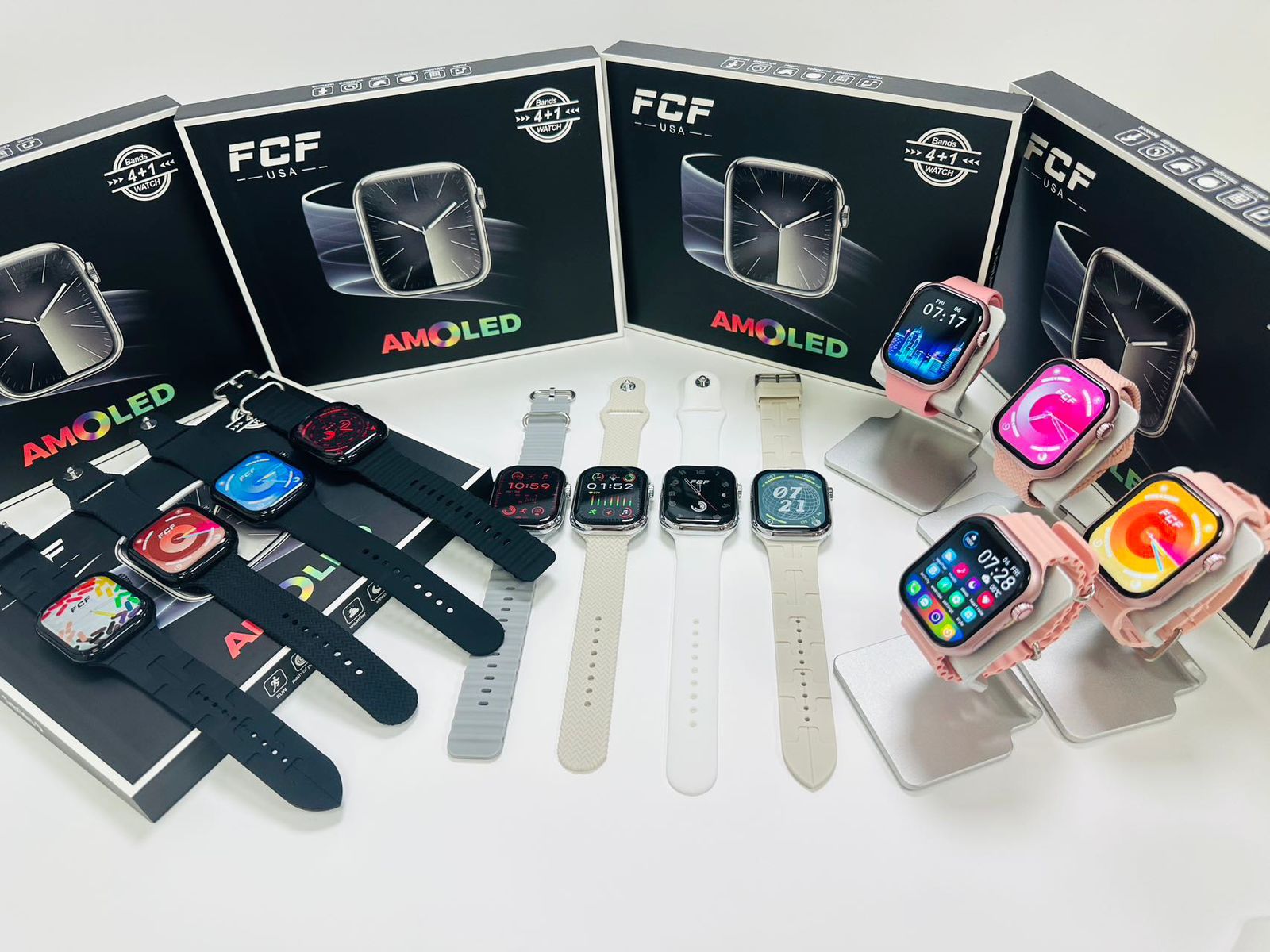 Series 9 Finger touch FCF Smart Watch With 4 Straps