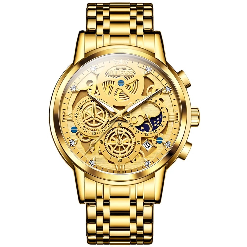 11118_goldenwithgold OLEVS 9947 Men’s Watch - Image 1